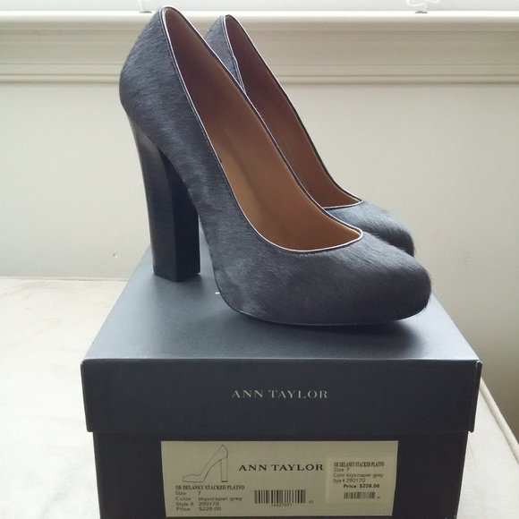 Ann Taylor Gray Calf Hair Heels - Picture 6 of 7